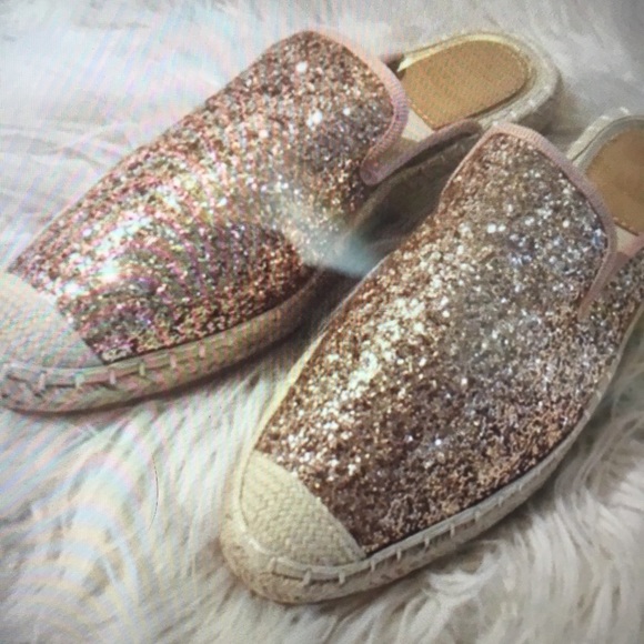 Bristol Shoes - NWT Bristol Champagne Glitter Espadrilles 5 1/2
